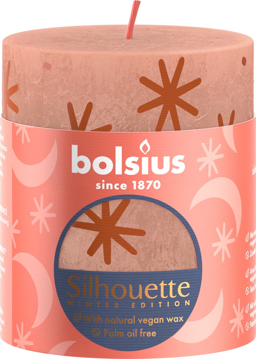 Bolsius Stompkaars Rustiek Print Creamy Caramel - 8 cm / 7 cm bruin