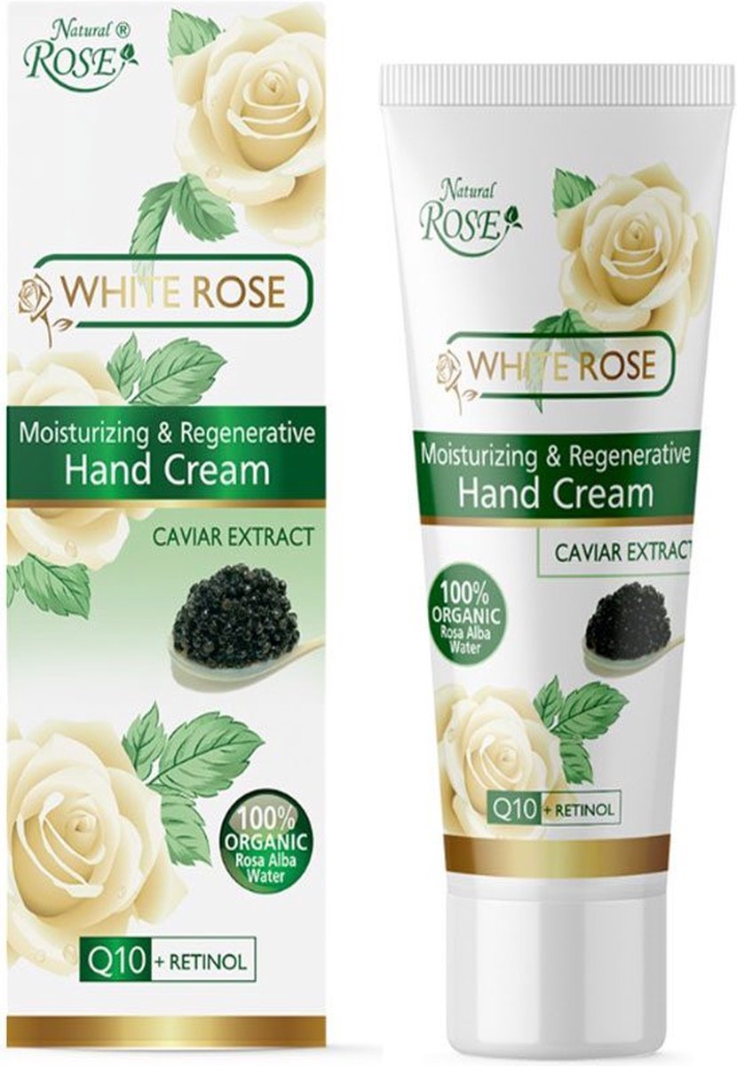 Hand creme voor zijdezachte gevoel met Witte Roos - zwarte Kaviaar - Q10 - 75ml