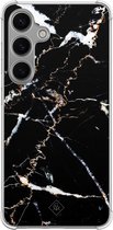 Casimoda® hoesje - Geschikt voor Samsung Galaxy S24 - Marmer Zwart - Shockproof case - Extra sterk - TPU/polycarbonaat - Zwart, Transparant