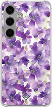 Casimoda® hoesje - Geschikt voor Samsung Galaxy S24 - Floral Violet - Shockproof case - Extra sterk - TPU/polycarbonaat - Paars, Transparant