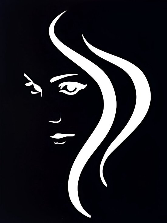 Acrylaat Wanddecoratie "Her Face" - 30x40cm - Zwarte Lijntekening | NUUW at home collectie