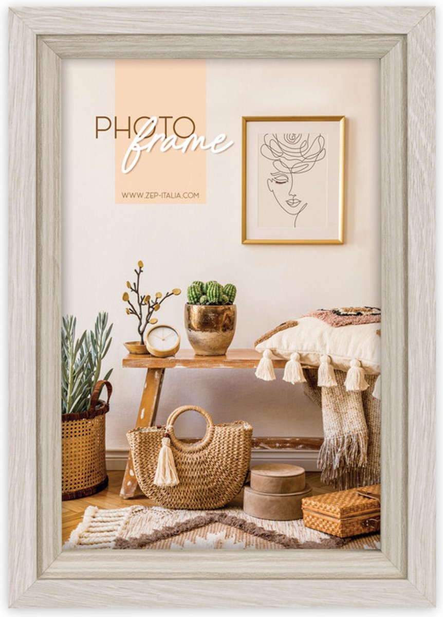 Zep Houten Fotolijst Zara B in grijs / bruin voor foto 20x25 cm - VZ781B White wash