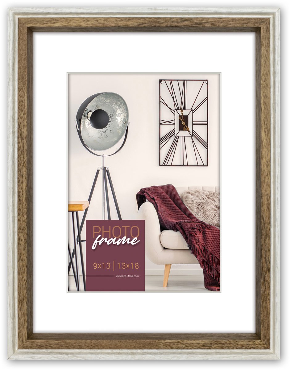 Zep Houten fotolijst Palmi Bruin met Passe-Partout voor foto 15x20/20x30 - DN923B