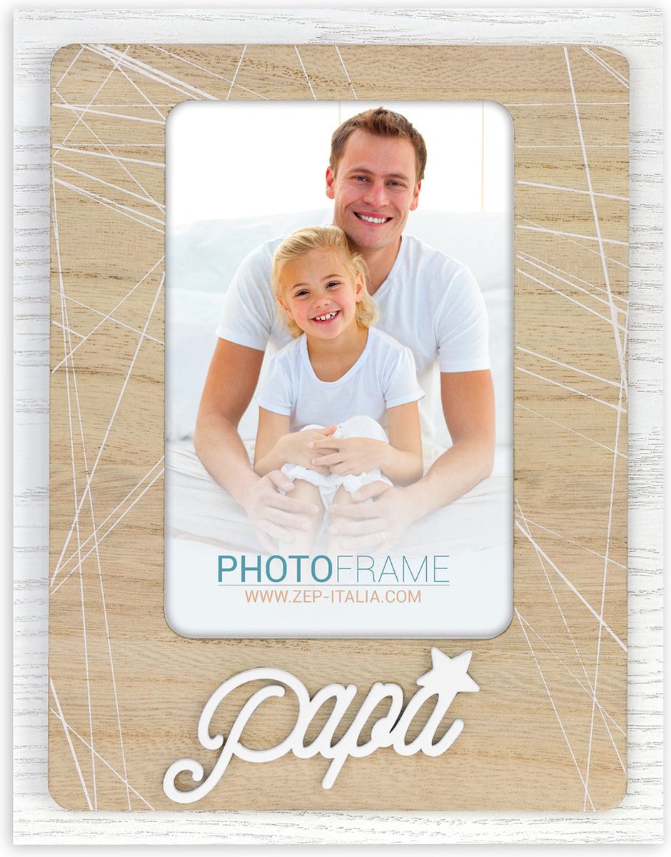 Zep Houten Fotolijst met tekst Papa / Dario Bruin voor foto 10x15 - FN5846