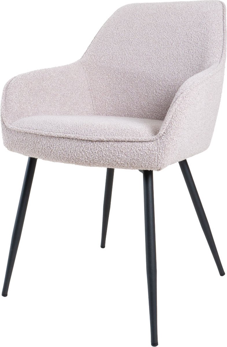 Home67 Eetkamerstoel Fenna - Bouclé - Naturel - Comfortabele Kuipstoel met Armleuningen in Hotel Chique / Scandinavische Stijl Beige