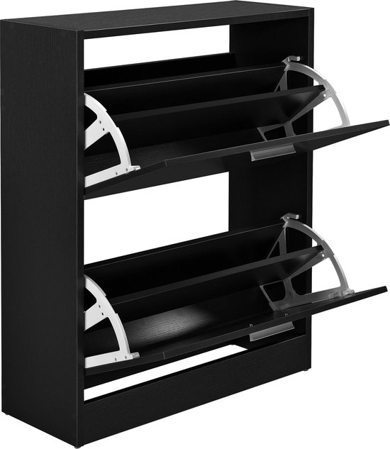 Kledingkast Minty 137cm, 3 deuren & 2 lades - zwart - Landelijk Parisot