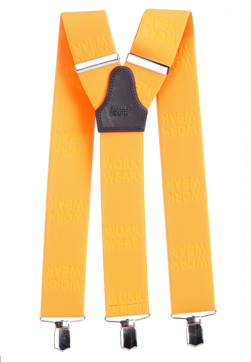 Pierre Mouton Work Wear Bretel - Bretels - Volwassenen - Heren - Oranje - 120cm - 3 brede clips - 50mm breed - M - L