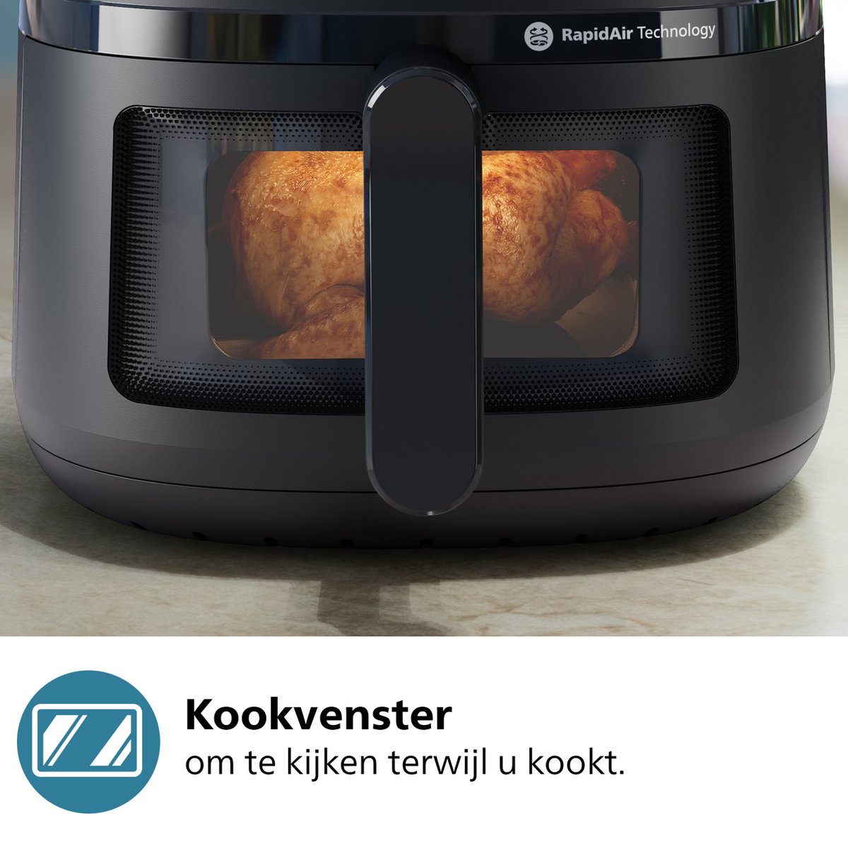 Philips 2000 Series Airfryer met Dubbele Lade 6.2L Zwart - afbeelding 3