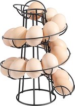 Eierhouder, spiraalvormig design eiermand voor keuken, modern KitchenCraft, verchroomd vrijstaand eierframe, kippenei-opslag, eierrek, zwart