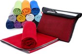 Microvezel handdoekenset, voor sauna, fitness, sport, strandhanddoek, sporthanddoek, 8 maten, 12 kleuren, rood