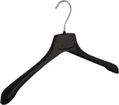 De Kledinghanger Gigant - 10 x Mantelhanger / kostuumhanger kunststof zwart met schouderverbreding, 40 cm