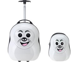 Ceruzo Kinderkoffer met bijpassende Rugzak - Rugtas Kind - Hard Case Koffer - Handbagage- Zeehond -Reistrolley