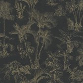 Papier peint nature Profhome 380215-GU papier peint intissé légèrement texturé avec motif nature brillant noir anthracite or 5,33 m2