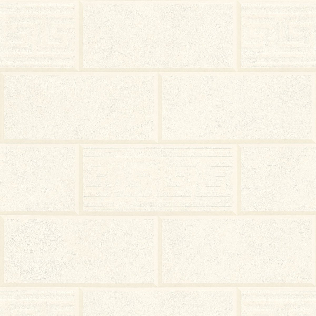 Steen tegel behang Profhome 343222-GU vliesbehang licht gestructureerd in steen look mat crème wit 7,035 m2