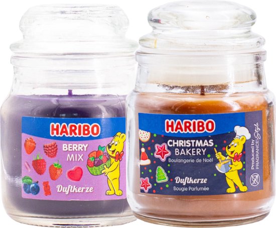Haribo kaarsen 85gr set 2 - 1x klein Berry 1x klein xmas bakery