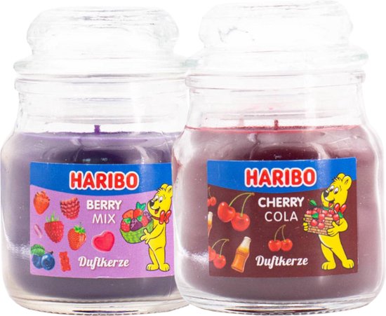 Haribo kaarsen 85gr set 2 - 1x klein Berry 1x klein cola