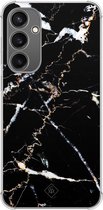 Casimoda® hoesje - Geschikt voor Samsung Galaxy S23 FE - Marmer Zwart - Shockproof case - Extra sterk - TPU/polycarbonaat - Zwart, Transparant
