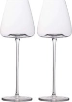 Intirilife 2x Wijnglas met modern design - 500 ml inhoud - Rode wijn Witte Wijnglas, kelk, vaatwasmachinebestendig, kristalglas, schokbestendig