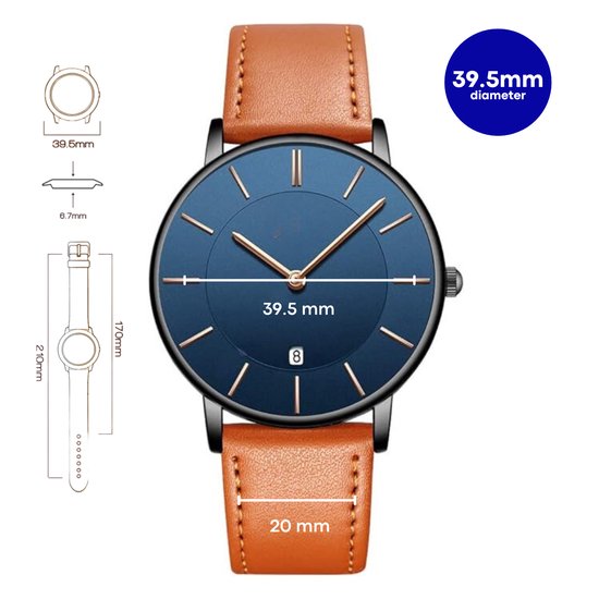 Montre Tyme - Homme - 39,5 mm - Blauw - Montres pour Homme - Emballage cadeau