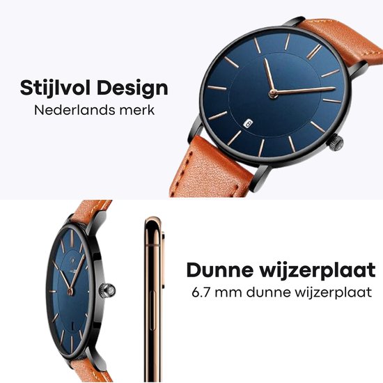 Montre Tyme - Homme - 39,5 mm - Blauw - Montres pour Homme - Emballage cadeau