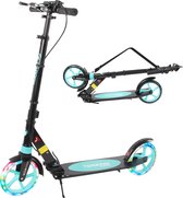 Faseras Step voor Kinderen/Volwassenen - Kinderstep met Rem - Opvouwbaar - Autoped - Max 110KG - Vering - Met grote wielen - Blauw/Zwart