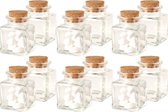 Bellatio Design Glazen flesjes met kurk dop - set 24x - transparant - glas - 50 ml - hobby/DIY - bedankje