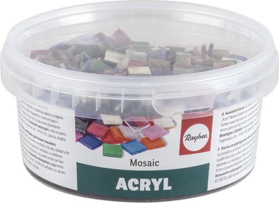 Rayher 14540120 – Mosaico In Acrilico Trasparente Colore Pietra Di Luna, Tessere Da 1x1 Cm, Confezione Da 50g (circa 205 Pezzi) Per Decorazioni Fai-da-te - 2
