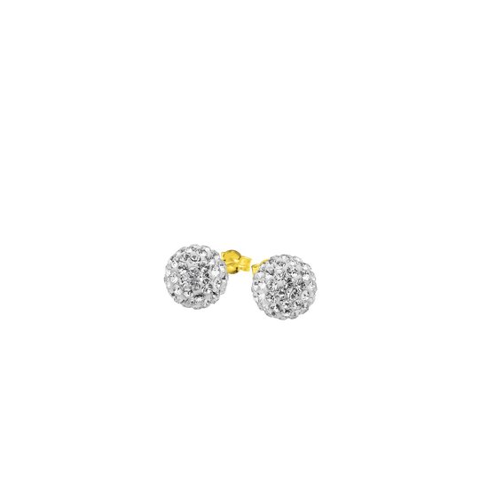 Boucles d'oreilles Lucardi en or jaune 14 carats - avec cristal