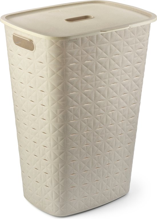 CURVER SOFTEX Cesto Portabiancheria 56 Litri – Colore Tortora – Design Morbido E Riciclato Al 100%