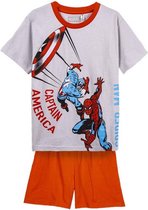 Avengers Spiderman - Short Pyjama - Captain America - Wit rood - 100% Katoen - in geschenkendoos. Maat 116 cm / 6 jaar.
