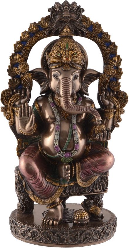 Veronese Design - Ganesha Hindoeïstische God Zittend - (hxbxd) ca. 26cm x 15cm x 10cm