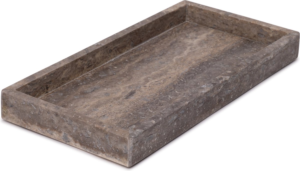 Marme dienblad Rechthoek Tray Titanium Travertine 15 x 30 cm - marmer - MOOISA