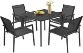 Signature Home salon de jardin lot de 4 - salon de jardin pour 4 personnes - 4 chaises avec table - meubles de balcon 4+1 - meubles de patio - gris anthracite-encre noir
