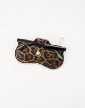 brillenkoker-luipaard print - leer -voor aan je tas te hangen.