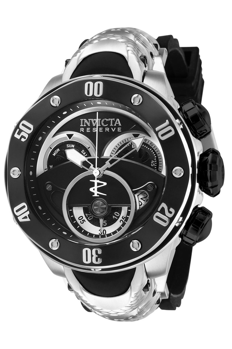 Invicta Kraken 36328 Heren Horloge - Waterdicht - Analoog - Quartz Uurwerk - Roestvrij Staal met zwarte Wijzerplaat -54mm