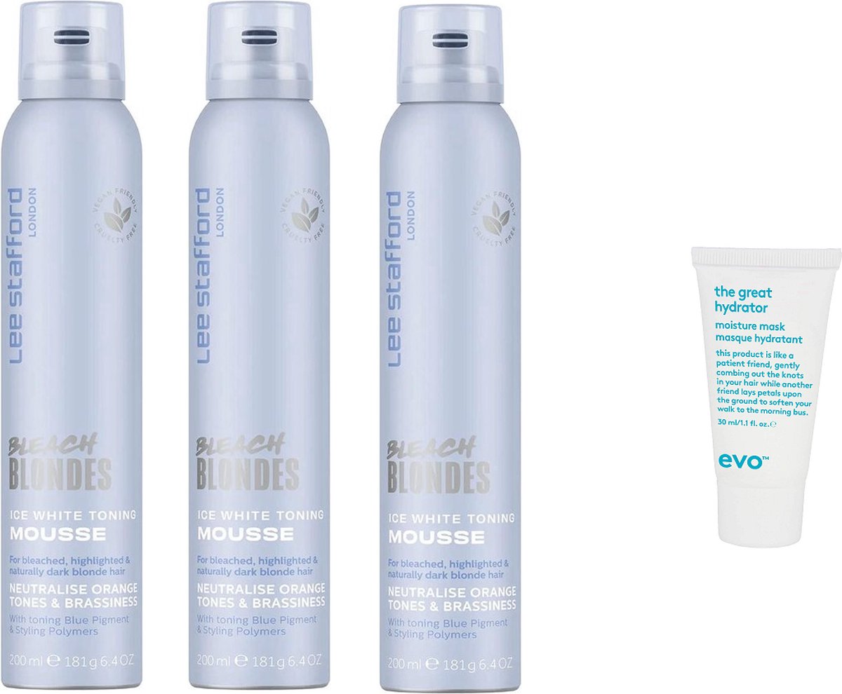 Lee Stafford - Bleach Blondes Ice White Toning Mousse - 200ML + Gratis Evo Travelsize