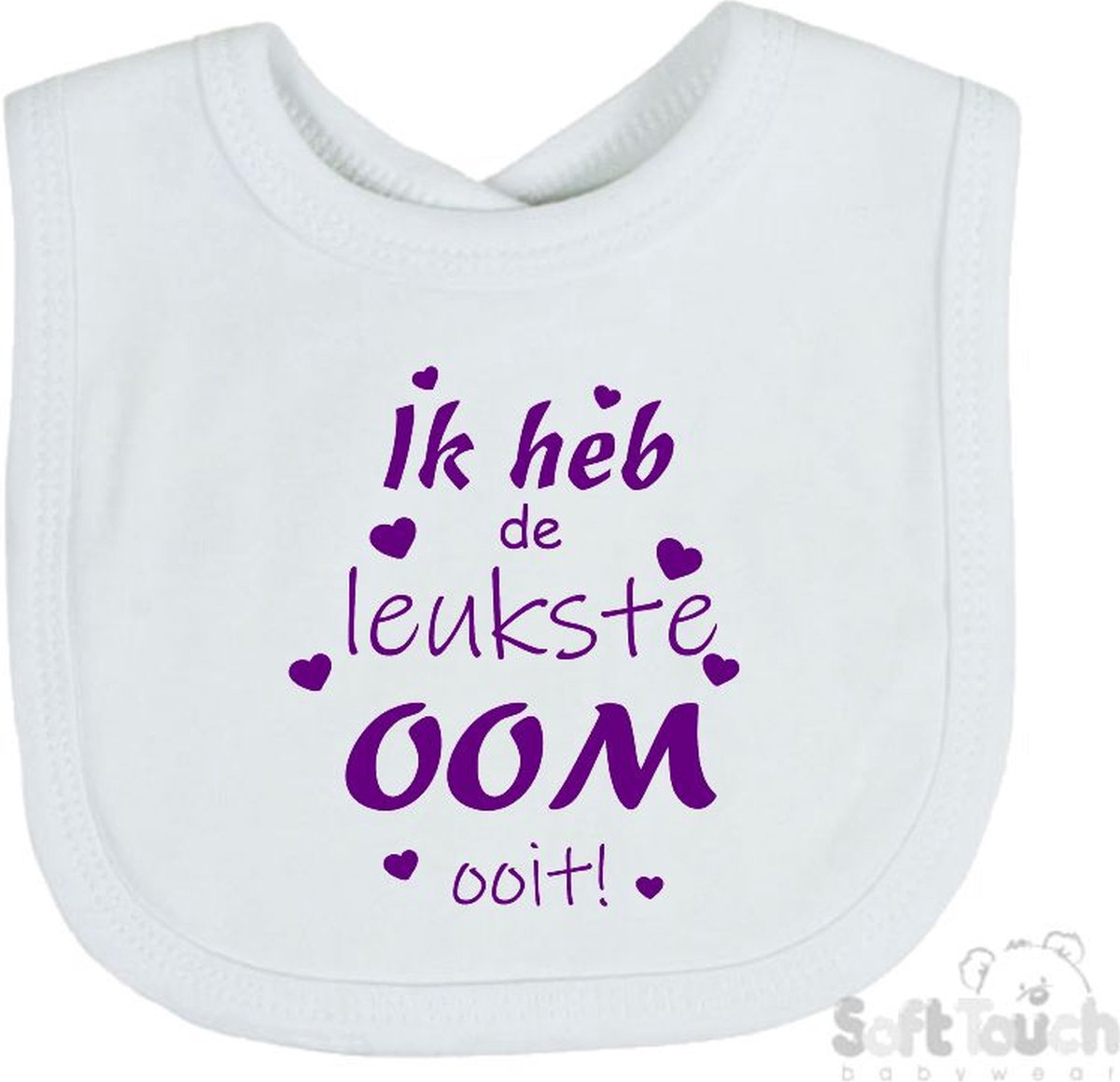 Goedkoopste Soft Touch Slabber Slabbetje Slab Ik heb de leukste OOM ooit! Unisex Katoen Wit/paars Maat 33x22 Cm