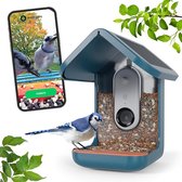 Bird Buddy slimme vogel voeder met zonnepanelen in het blauw - voederplekken - AI Vogelherkenning - Vogelhuisje met camera - Vogelhuisje met zonnepanelen - 17.5 x 16 x 23 CM - Vogelspot huisje