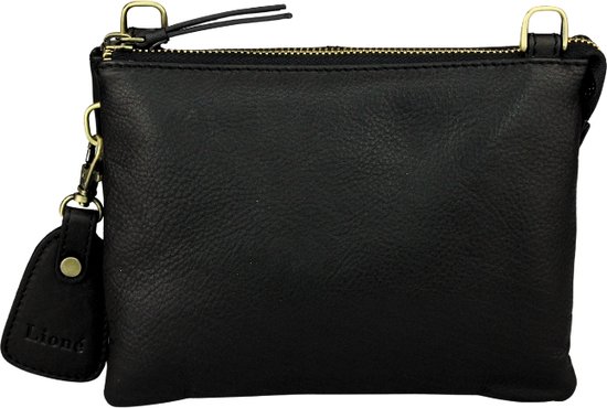 Lioné Leatherworks Sac à bandoulière en marbre Evie Zwart