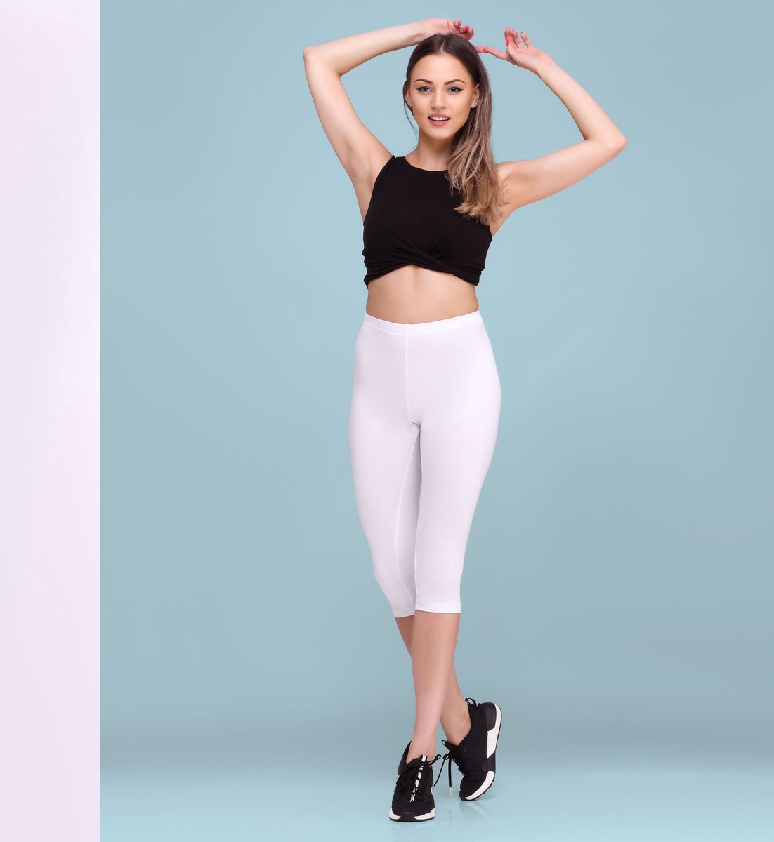 Bellivalini BLV-BLV50-148-LE Dames Capri Leggings - Sport - Vrijetijdsbroek - 3/4 Lengte - Viscose - Sporbroek - Yogabroek - Wit - S
