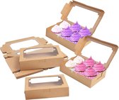 Boîtes à pâtisserie en papier avec fenêtre (paquet de 20) – Boîtes d'emballage jetables – Biscuits, cupcakes, desserts et gâteaux