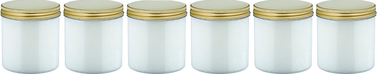 Goedkoopste Luxe Verzorgende Bodyscrub-Gel Berken - 400 gram - Pot met gouden deksel - set van 6 stuks - Hydraterende Lichaamsscrub