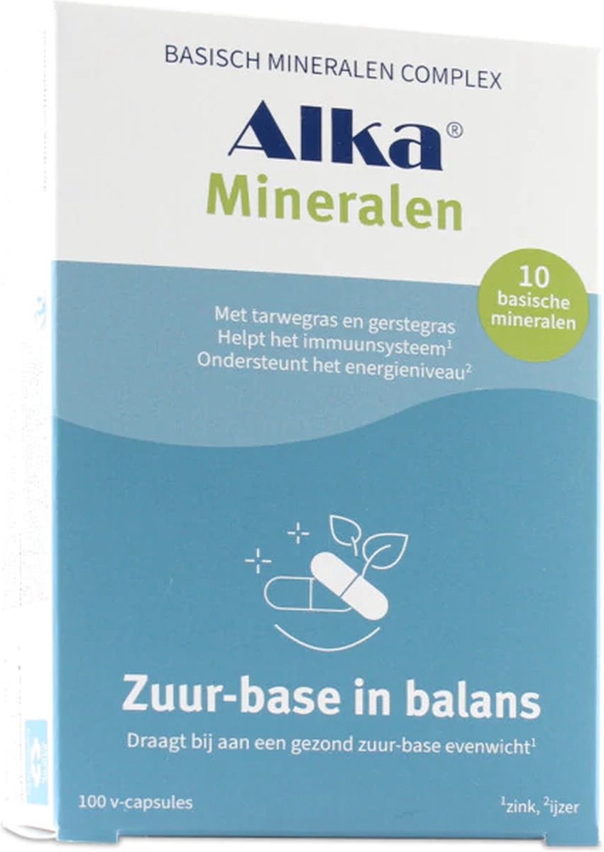 Goedkoopste Alka Mineralen - Basische mineralen met tarwe- en gerstegras - 100 vegicaps - Basisch voedingssupplement - Tarwegras en Gerstegras - Calcium en Magnesium