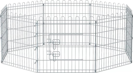 In And OutdoorMatch hondenren Joohnny - konijnenrenverblijf - opvouwbaar - voor honden - puppy - cavia - zilver