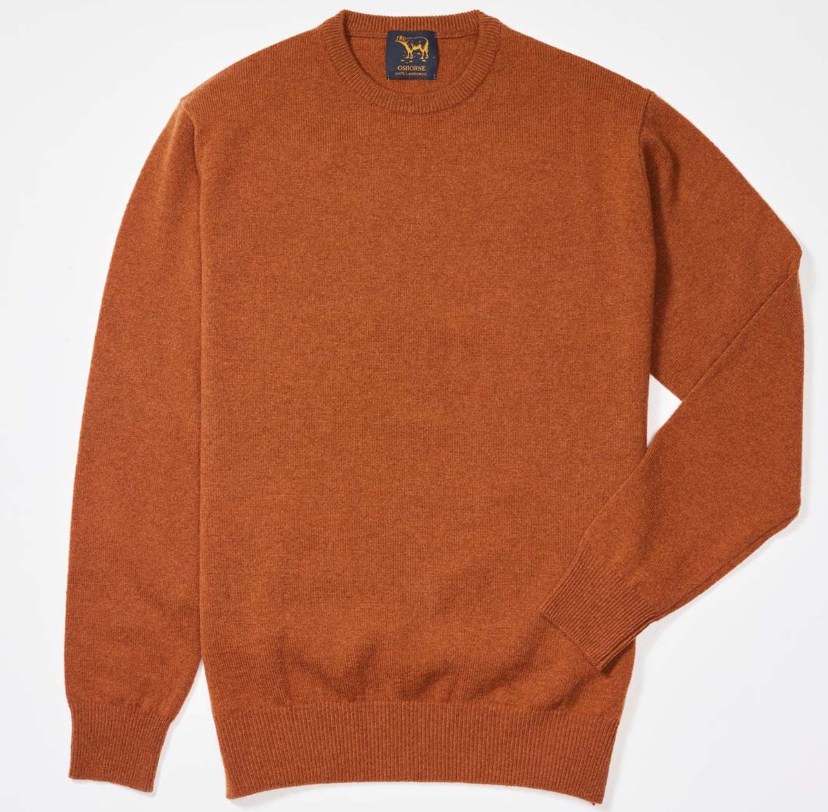 Osborne Knitwear Trui met ronde hals - Sweater heren in Lamswol - Pullover Heren - Chesnut - M