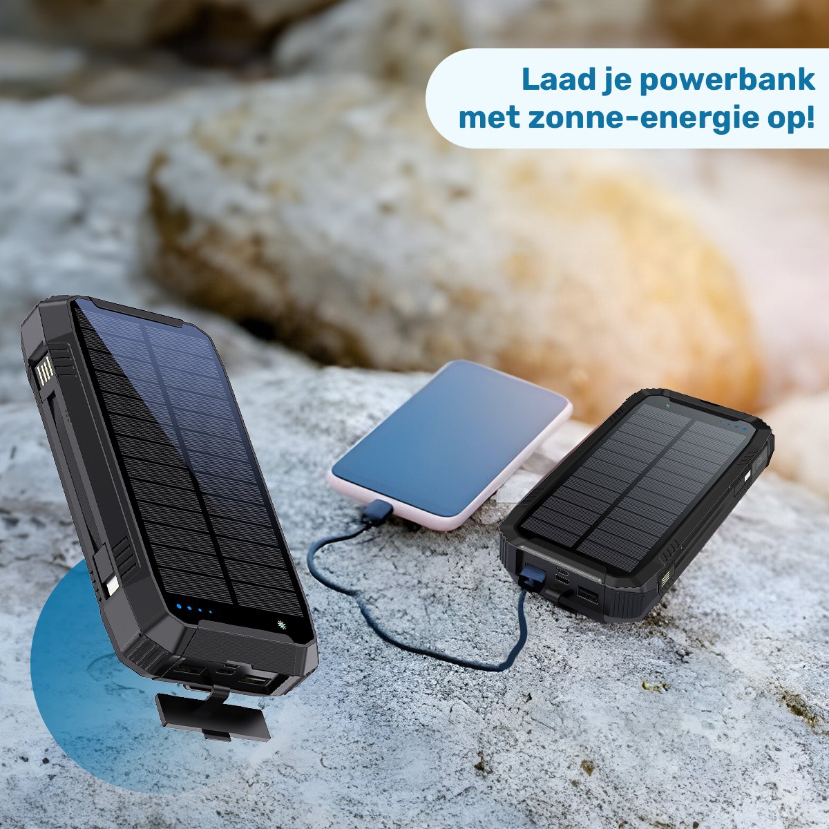 ISHIVA Solar Powerbank 30.000 mAh - Noodpakket - 22,5W - afbeelding 2