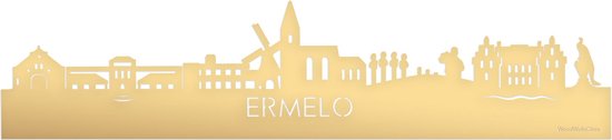 Skyline Ermelo Goud Metallic - 120 cm - Woondecoratie - Wanddecoratie - Meer steden beschikbaar - Woonkamer idee - City Art - Steden kunst - Cadeau voor hem - Cadeau voor haar - Jubileum - Trouwerij - WoodWideCities
