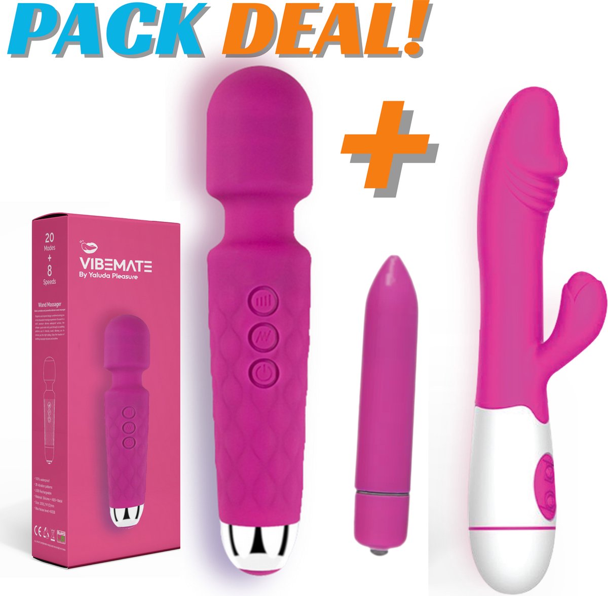 Goedkoopste VIBEMATE® Personal Massager - Magic Wand Vibrator - Clitoris Stimulator - Fluisterstil & Discreet - Vibrators voor Vrouwen en koppels - Seksspeeltjes - Sex toys voor Vrouwen - Erotiek - Cadeau voor Vrouw - Rose Pink