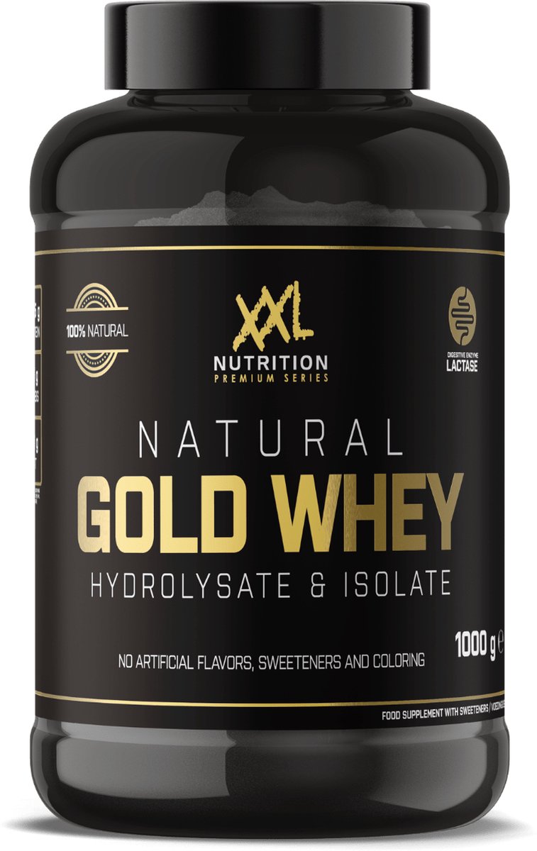 Goedkoopste XXL Nutrition - Natural Gold Whey - Whey Hydrolisaat & Isolaat Proteďne - Eiwitpoeder Shake - 100 Natuurlijk - Diverse Smaken - Vanille - 1000 gram (33 shakes
