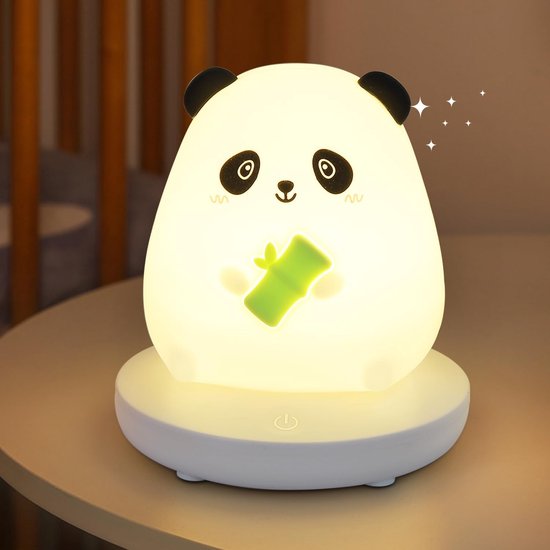 Goeco nachtlamp - 10*12.8cm - Klein - LED - 2W - Panda nachtlampje - siliconen nachtkastje - oplaadbaar via USB